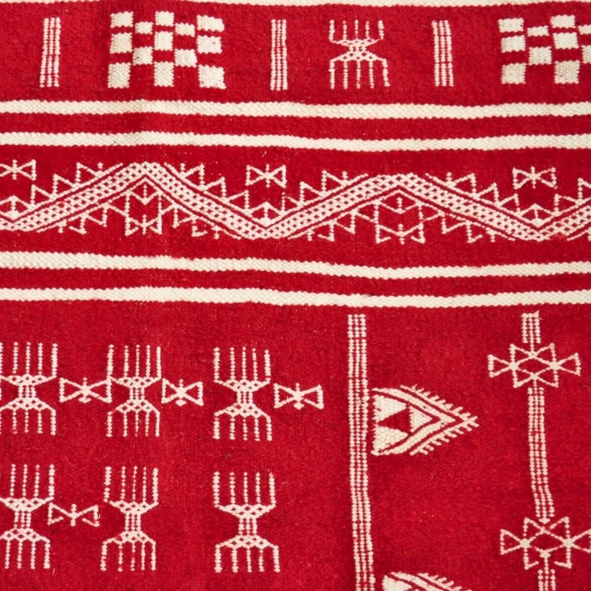 tappeto berbero Tappeto Kilim Granada 100x150 Rosso (Fatto a mano, Lana, Tunisia) Tappeto kilim tunisino, in stile marocchino. T