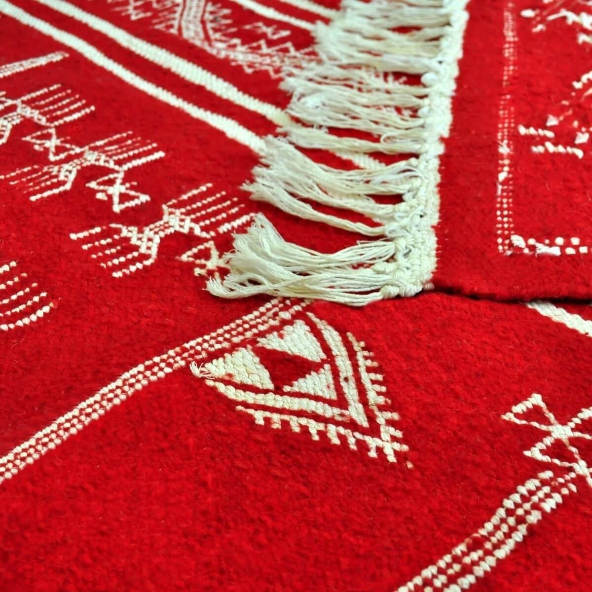 Berber carpet Rug Kilim Granada 100x150 Red (Handmade, Wool, Tunisia) Tunisian Rug Kilim style Moroccan rug. Rectangular carpet 