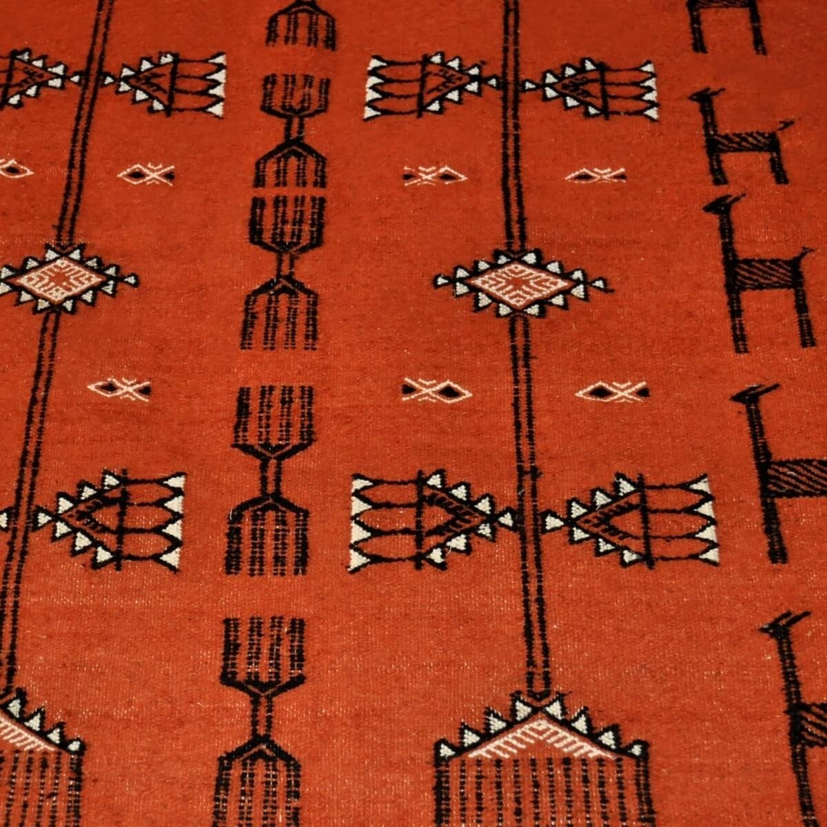 Tapis berbère Tapis Kilim Azumar 95x170 Orange/Noir (Tissé main, Laine, Tunisie) Tapis kilim tunisien style tapis marocain. Tapi