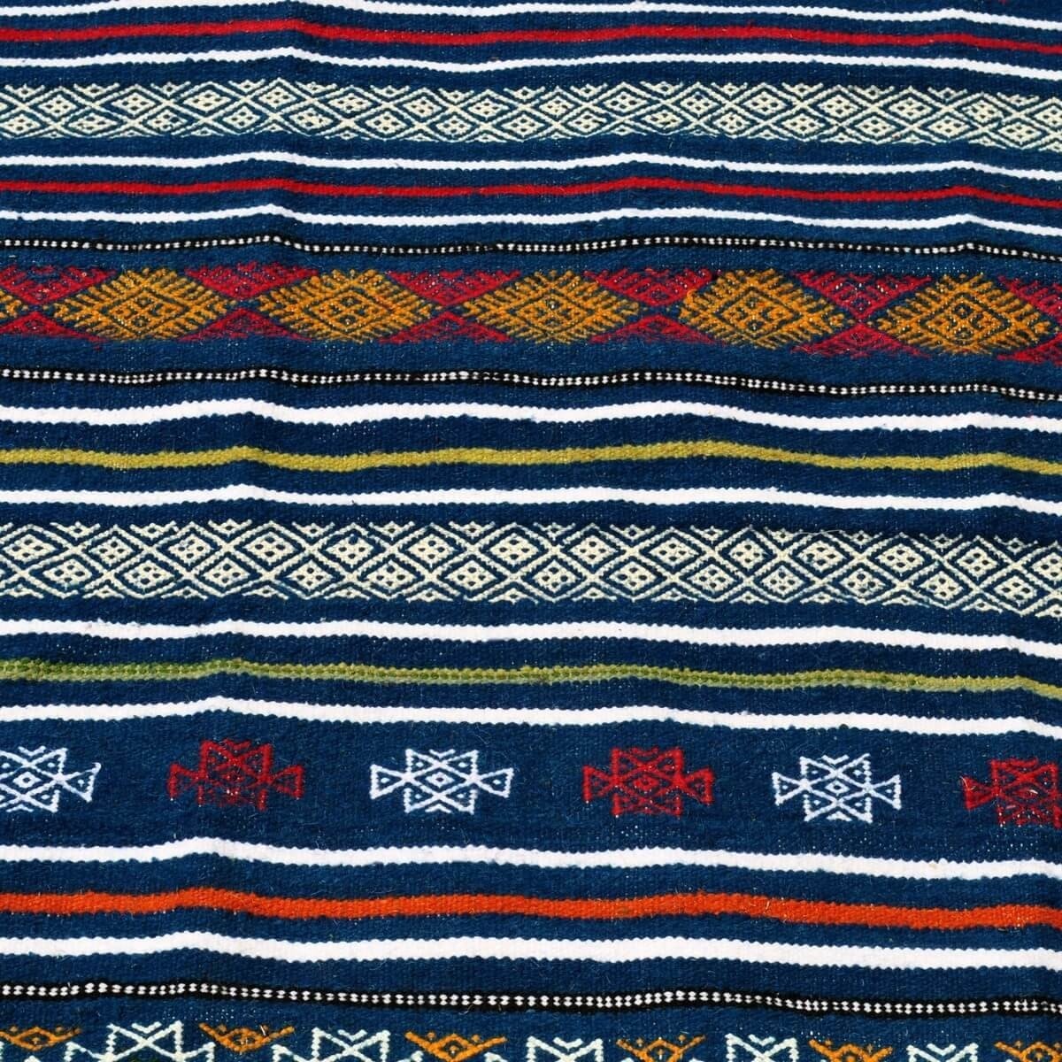 Tapis berbère Tapis Kilim Bargou 100x190 Bleu/Jaune/Rouge (Tissé main, Laine) Tapis kilim tunisien style tapis marocain. Tapis r