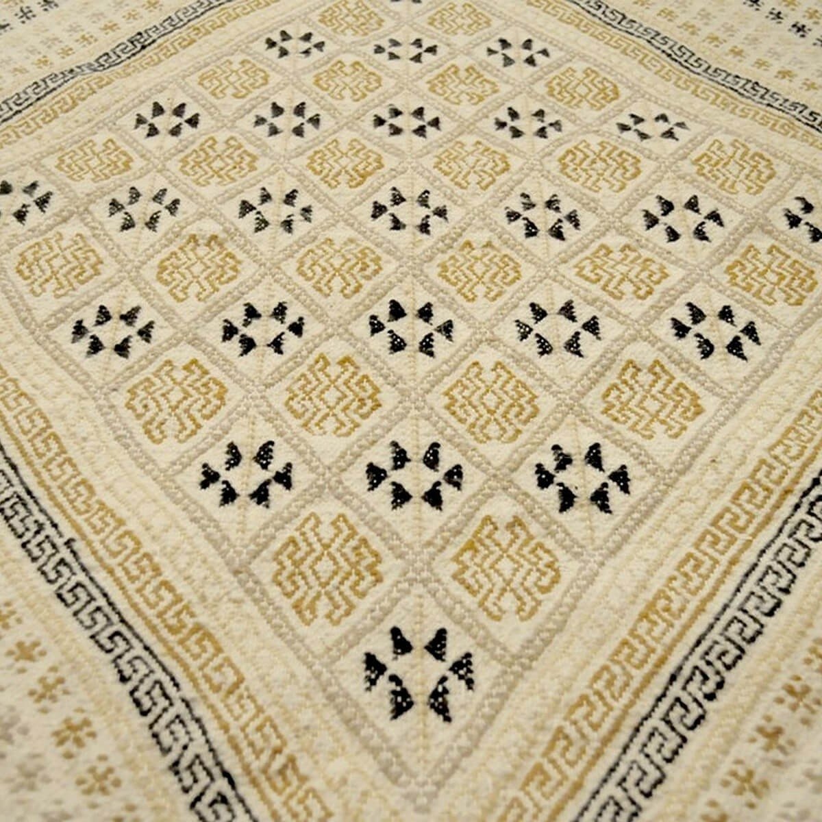 tappeto berbero Tappeto Margoum Sefnou 115x190 Beige (Fatto a mano, Lana, Tunisia) Tappeto margoum tunisino della città di Kairo