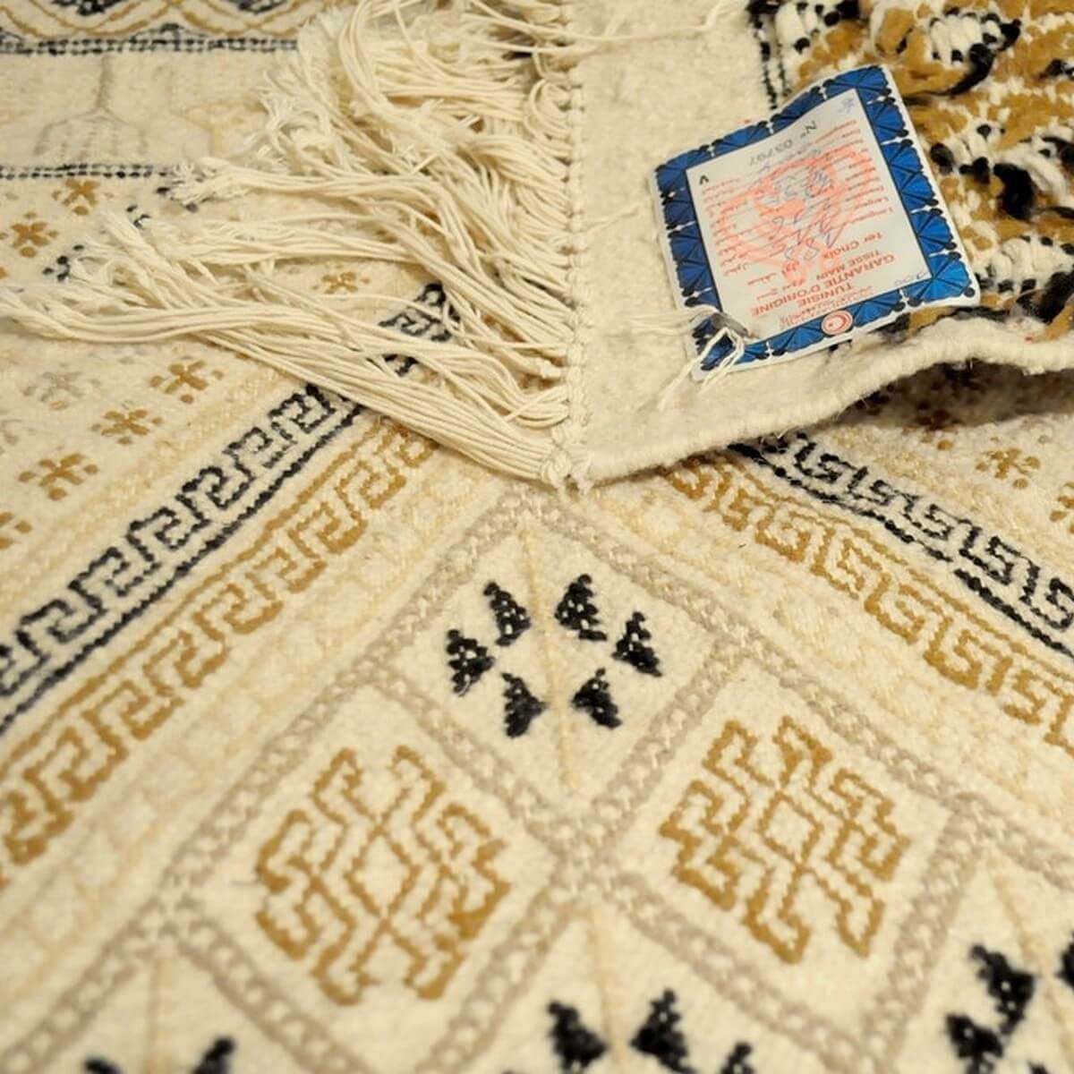Berber Teppich Teppich Margoum Sefnou 115x190 Beige (Handgefertigt, Wolle, Tunesien) Tunesischer Margoum-Teppich aus der Stadt K