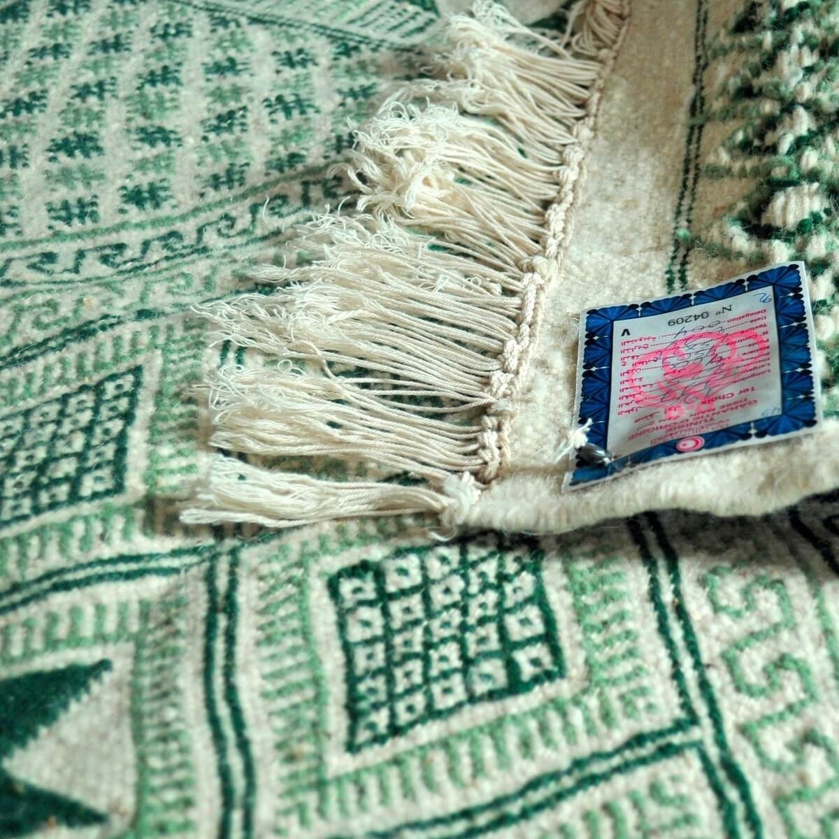 tappeto berbero Tappeto Margoum Zembra 120x190 Verde/Bianco (Fatto a mano, Lana, Tunisia) Tappeto margoum tunisino della città d