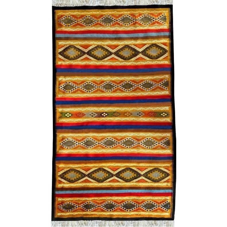 Berber carpet Rug Kilim Chahloul 100x180 Yellow/Multicolour (Handmade, Wool) Tunisian Rug Kilim style Moroccan rug. Rectangular 