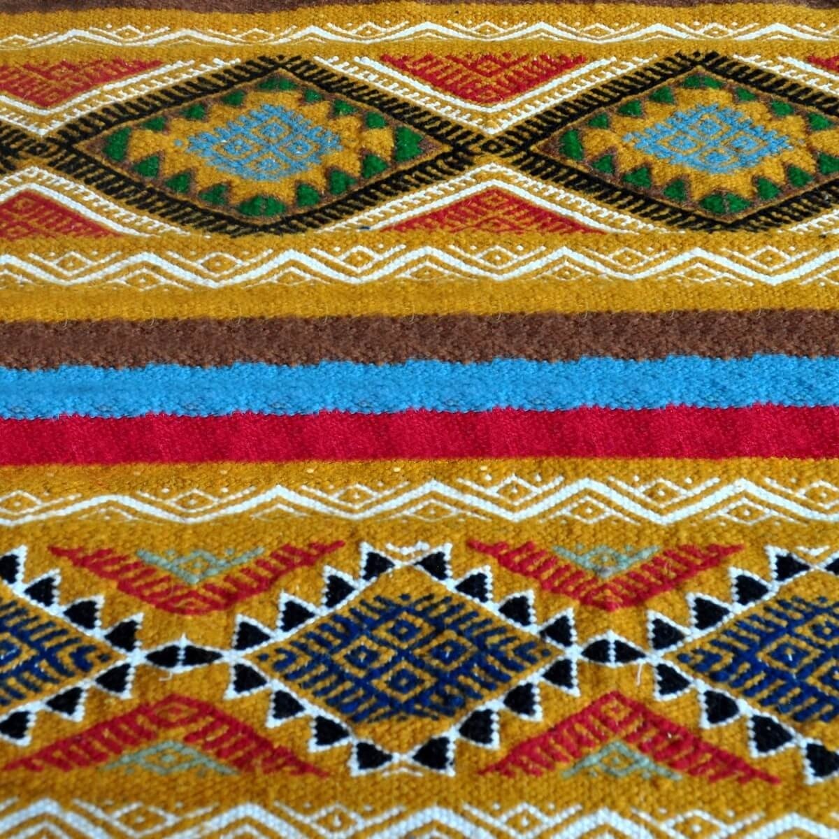 Alfombra bereber Alfombra Kilim Chahloul 100x180 Amarillo/Multicolor (Hecho a mano, Lana) Alfombra kilim tunecina, estilo marroq