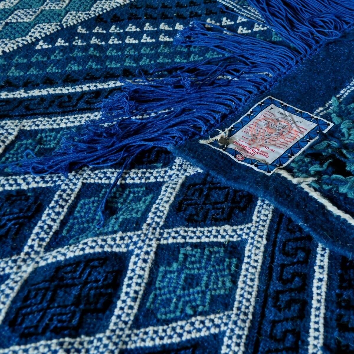 Alfombra bereber Alfombra Margoum Nidhal 120x180 Azul/Blanco (Hecho a mano, Lana, Túnez) Alfombra margoum tunecina de la ciudad 