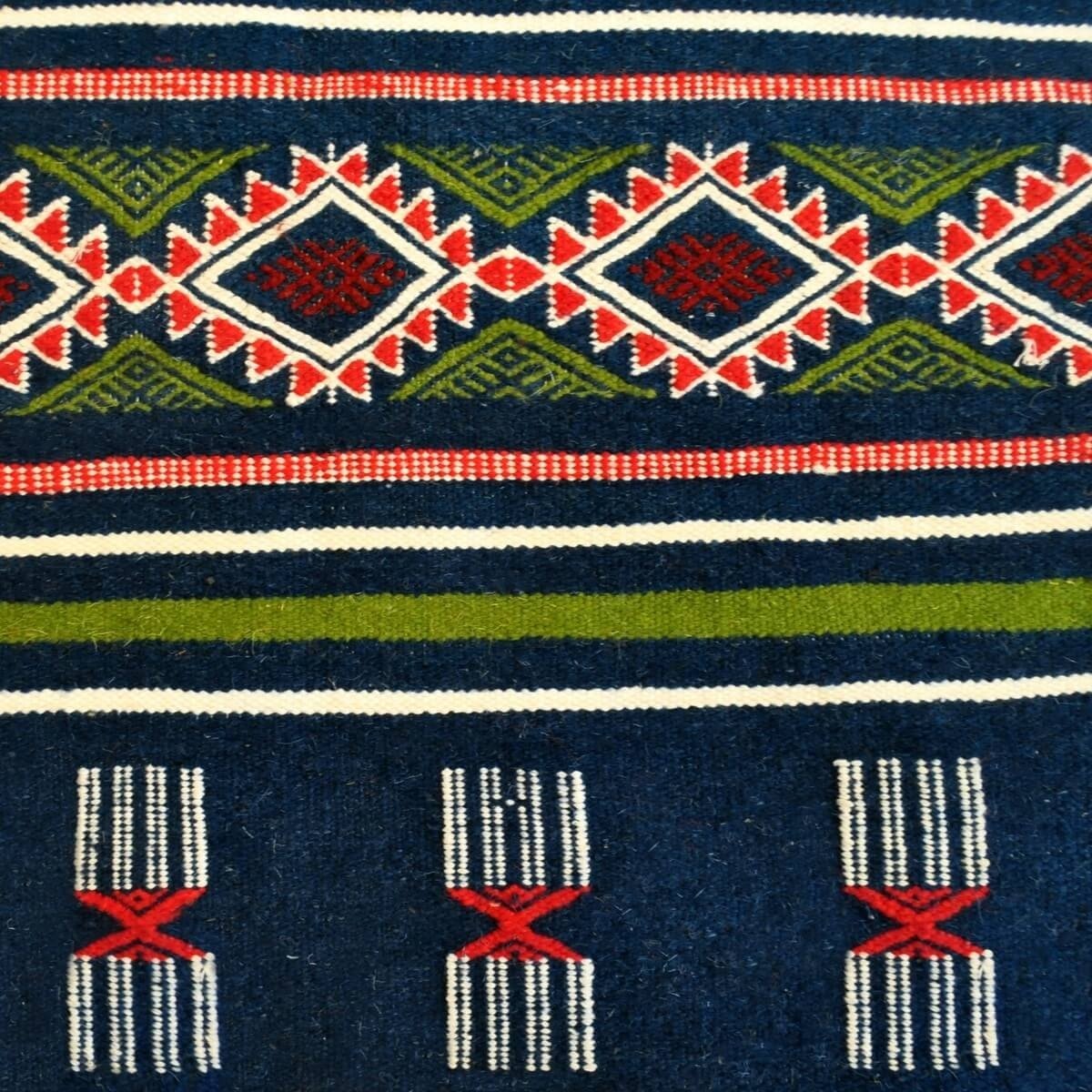 Berber tapijt Tapijt Kilim Tajrouine 115x200 Blauw/Groen/Rood (Handgeweven, Wol, Tunesië) Tunesisch kilimdeken, Marokkaanse stij