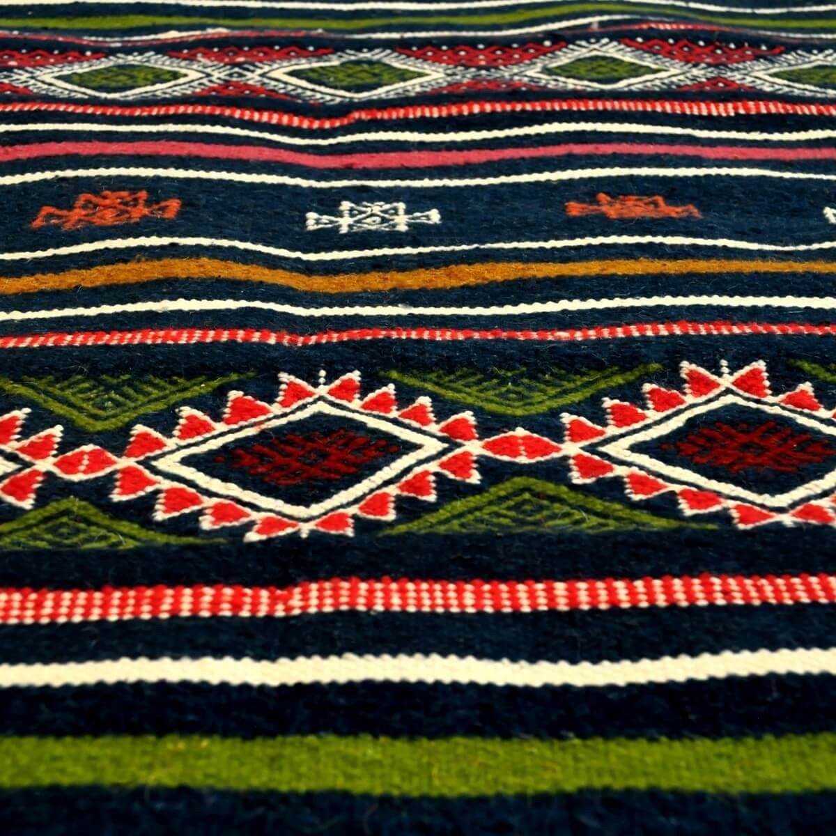 Berber Teppich Teppich Kelim Tajrouine 115x200 Blau/Grün/Rot (Handgewebt, Wolle) Tunesischer Kelim-Teppich im marokkanischen Sti
