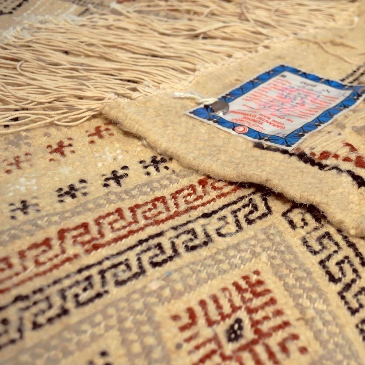 tappeto berbero Tappeto Margoum Teskreya 112x206 Beige (Fatto a mano, Lana, Tunisia) Tappeto margoum tunisino della città di Kai