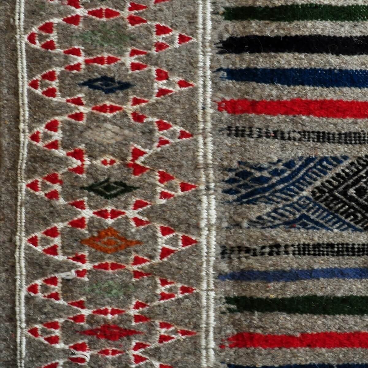 Berber tapijt Tapijt Kilim Tamaghza 125x205 Grijs/Rood/Blauw (Handgeweven, Wol, Tunesië) Tunesisch kilimdeken, Marokkaanse stijl