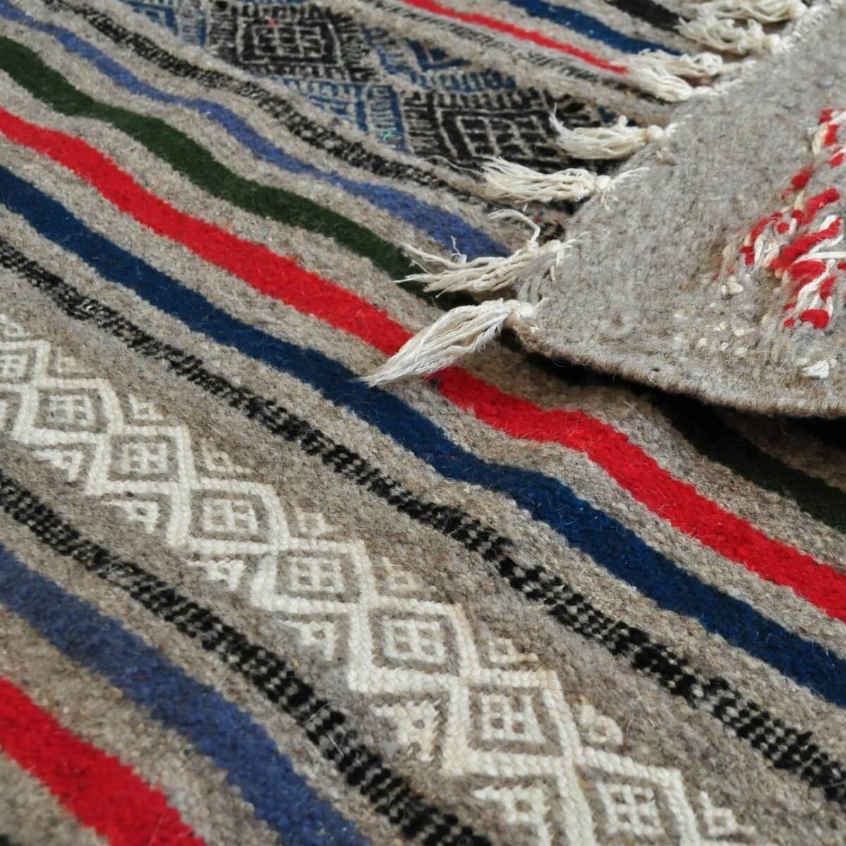 Tapete berbere Tapete Kilim Tamaghza 125x205 Cinza/Vermelho/Azul (Tecidos à mão, Lã) Tapete tunisiano kilim, estilo marroquino. 