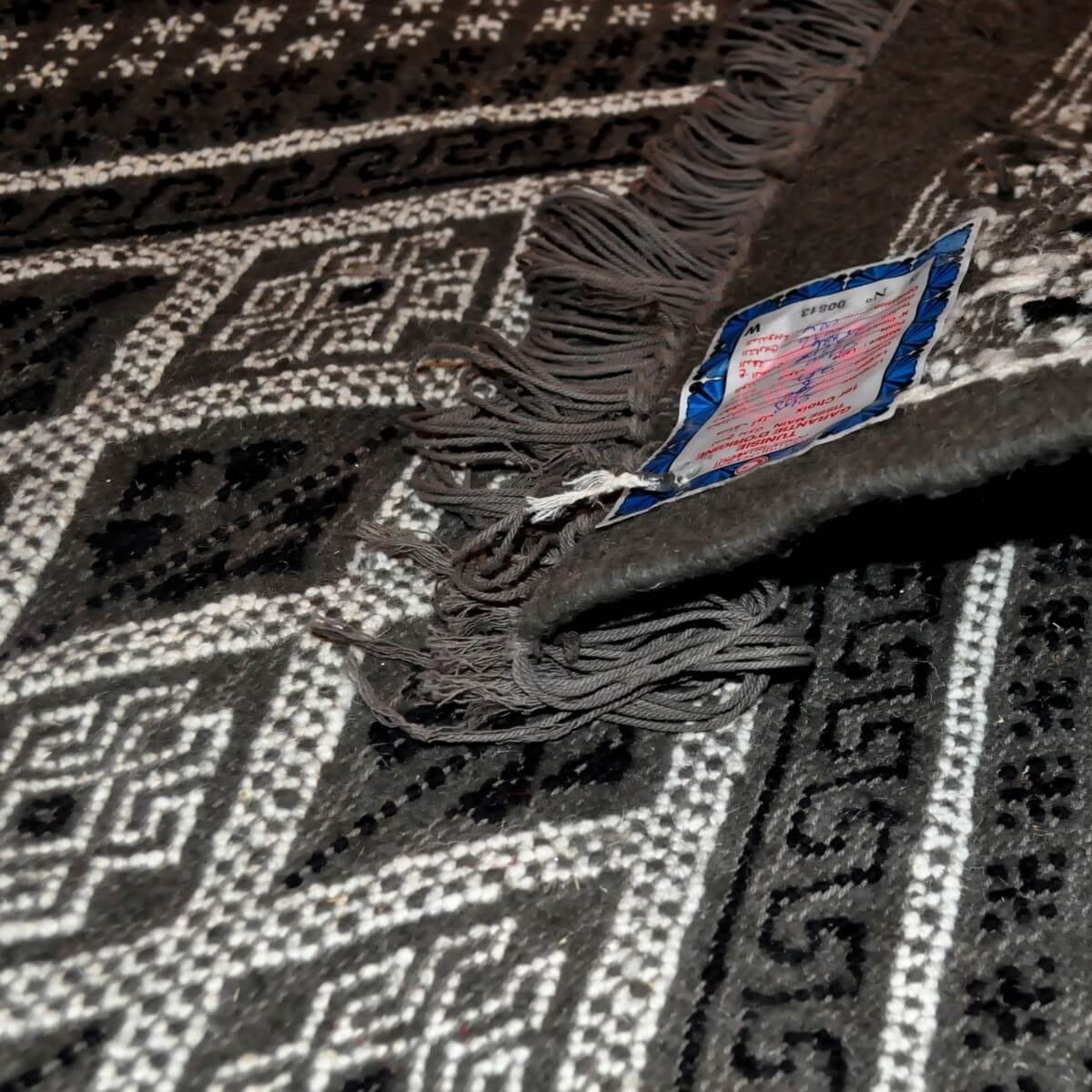 Berber tapijt Groot Tapijt Margoum Kesra 165x250 Grijs antraciet (Handgeweven, Wol, Tunesië) Tunesisch Margoum Tapijt uit de sta