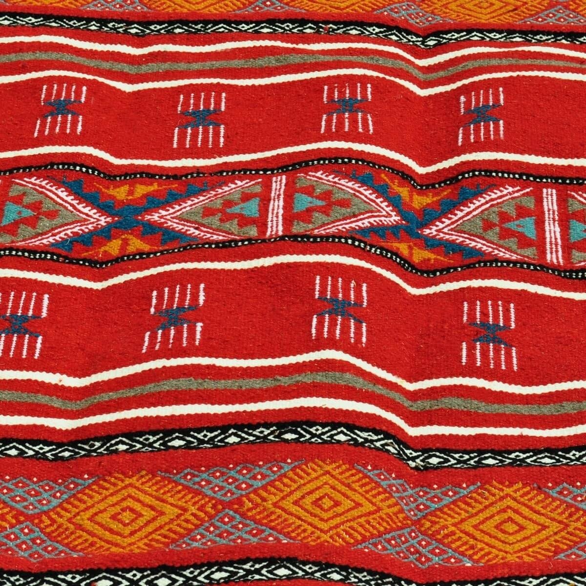 Tapete berbere Grande Tapete Kilim Bir Salah 180x305 Vermelho (Tecidos à mão, Lã, Tunísia) Tapete tunisiano kilim, estilo marroq