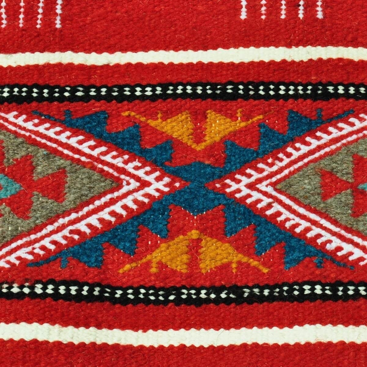 Tapis berbère Grand Tapis Kilim Bir Salah 180x305 Rouge (Tissé main, Laine, Tunisie) Tapis kilim tunisien style tapis marocain. 
