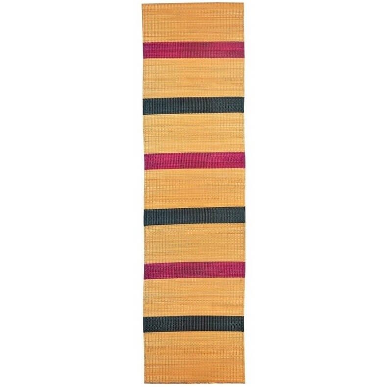 tappeto berbero Tappeto in fretta Miza 70x255 strisce Rosa/Verde (Fatto a mano, Tunisia) Tappeto - Stuoia naturale realizzata da