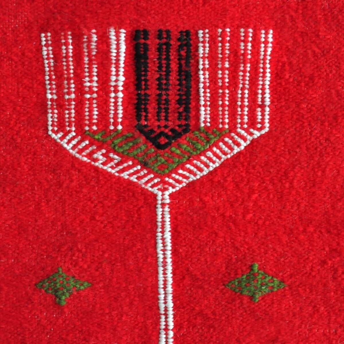 Berber carpet Rug Kilim long Bou Arada 65x220 Red (Handmade, Wool, Tunisia) Tunisian Rug Kilim style Moroccan rug. Rectangular c