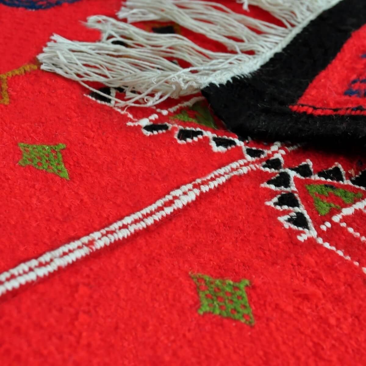 Berber Teppich Teppich Kelim lang Bou Arada 65x220 Rot (Handgewebt, Wolle, Tunesien) Tunesischer Kelim-Teppich im marokkanischen