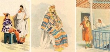 El vestimenta / traje tradicional de las mujeres tunecinas
